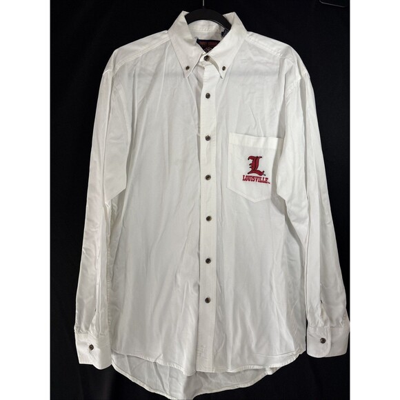 Vintage Louisville Cardinals White Button Down Three Squares Mens Medium - Picture 1 of 9